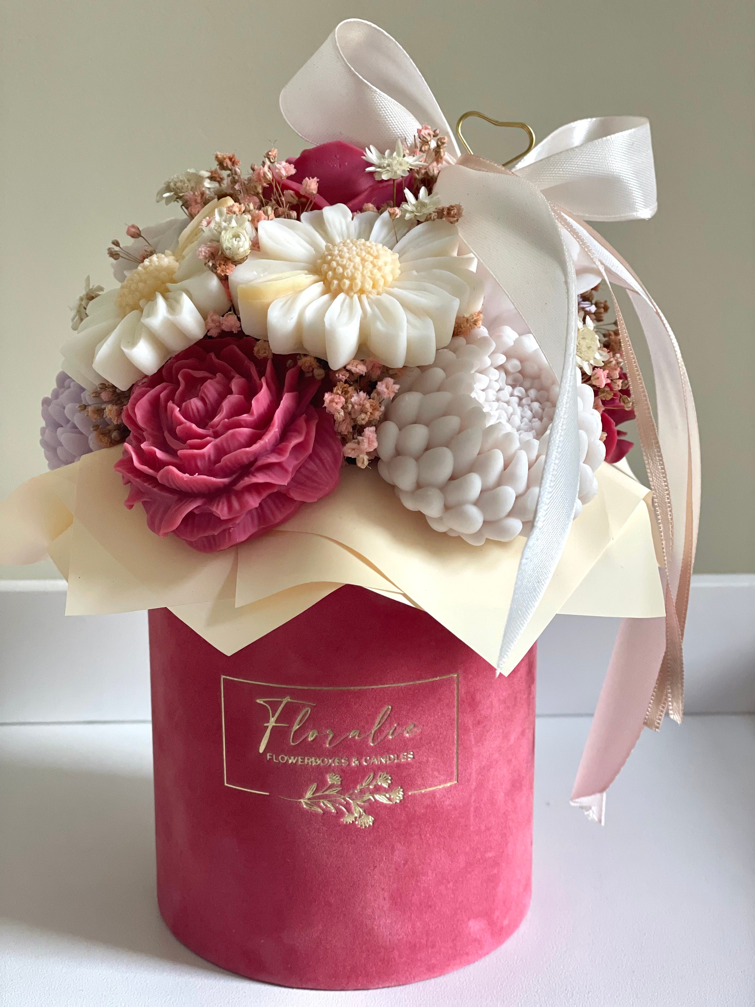 Fuchsia Elegance - Flowerbox Größe S APRICOT CREME HIMBEER