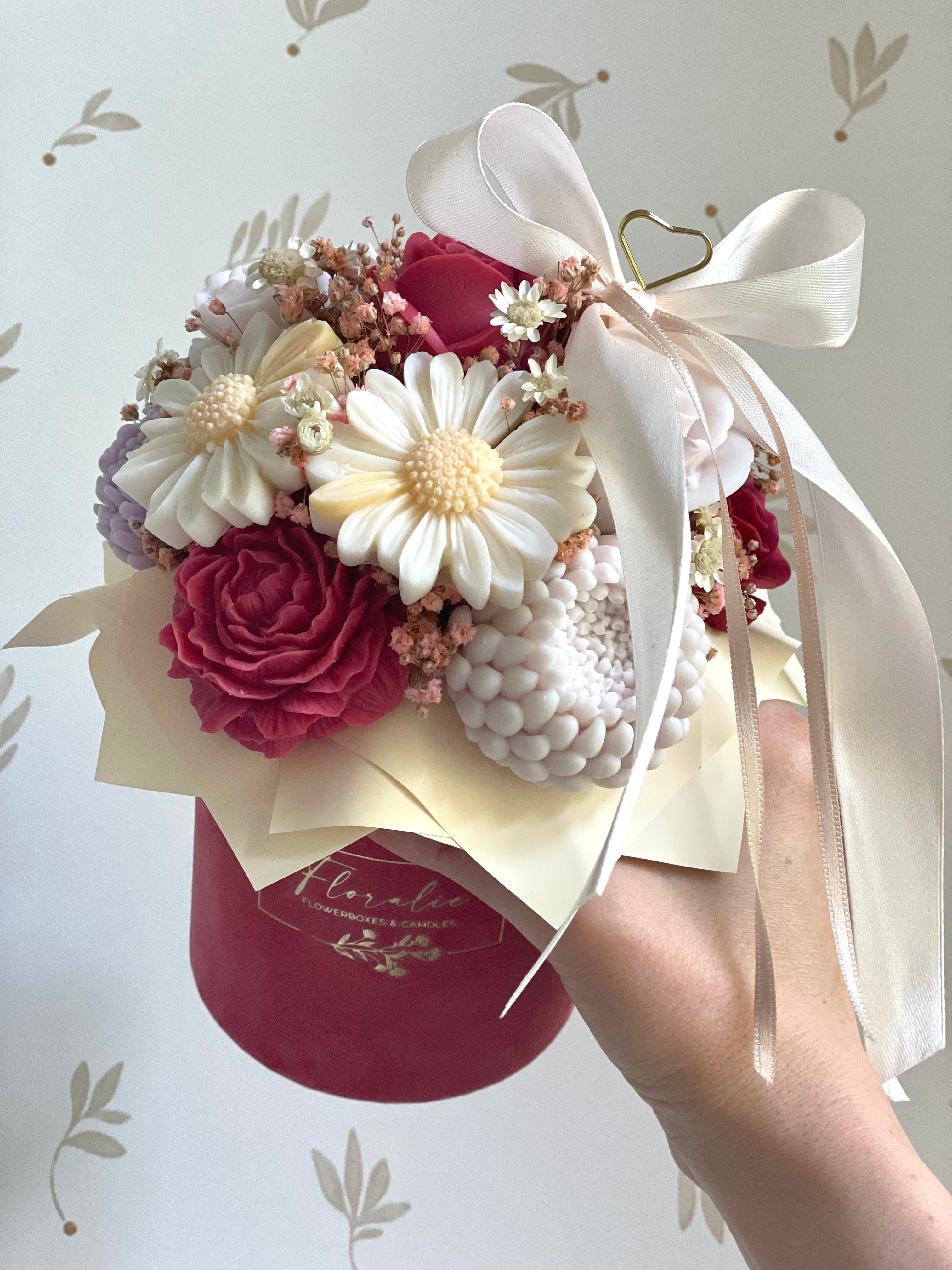 Fuchsia Elegance - Flowerbox Größe S APRICOT CREME HIMBEER