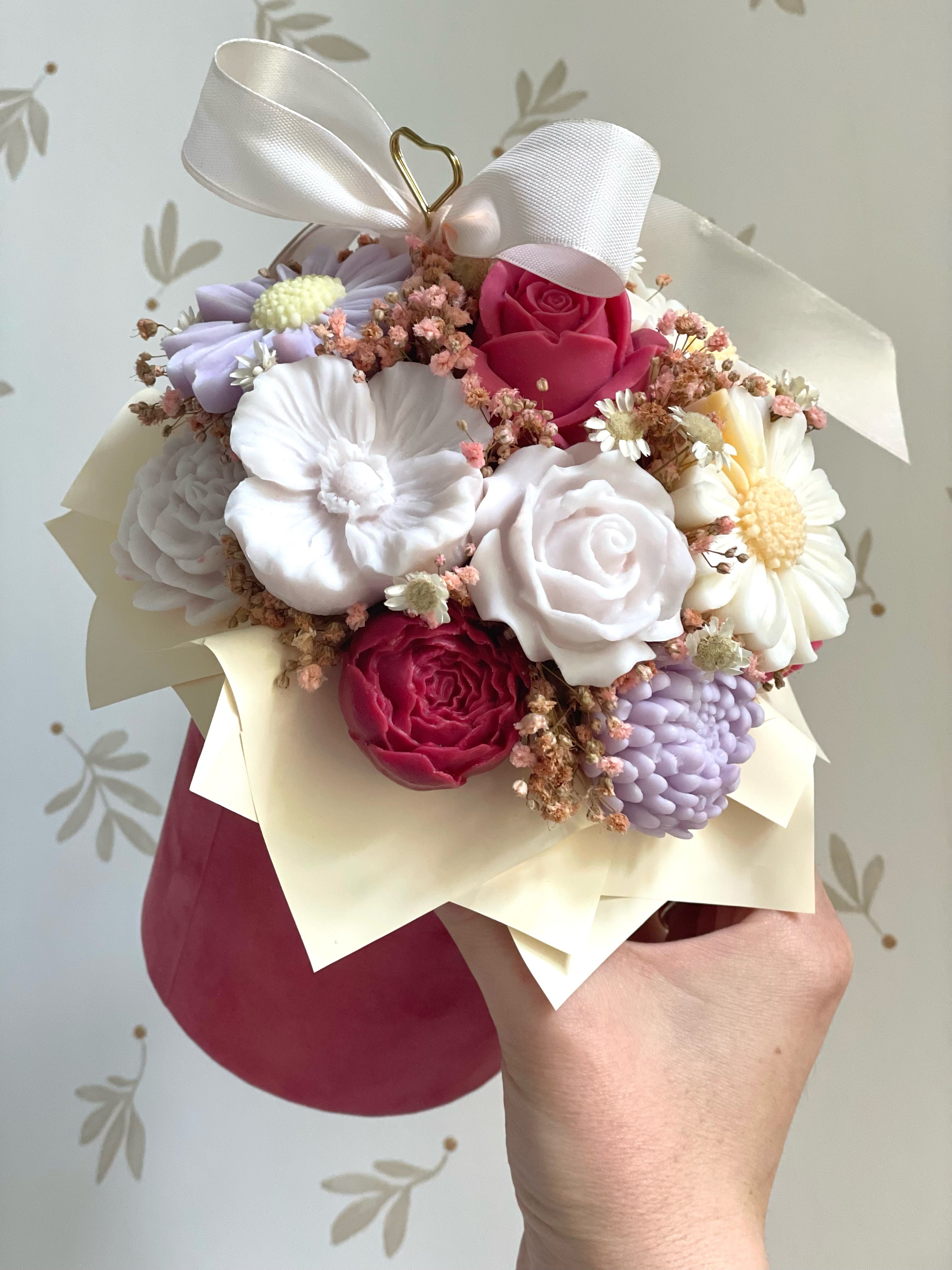 Fuchsia Elegance - Flowerbox Größe S APRICOT CREME HIMBEER