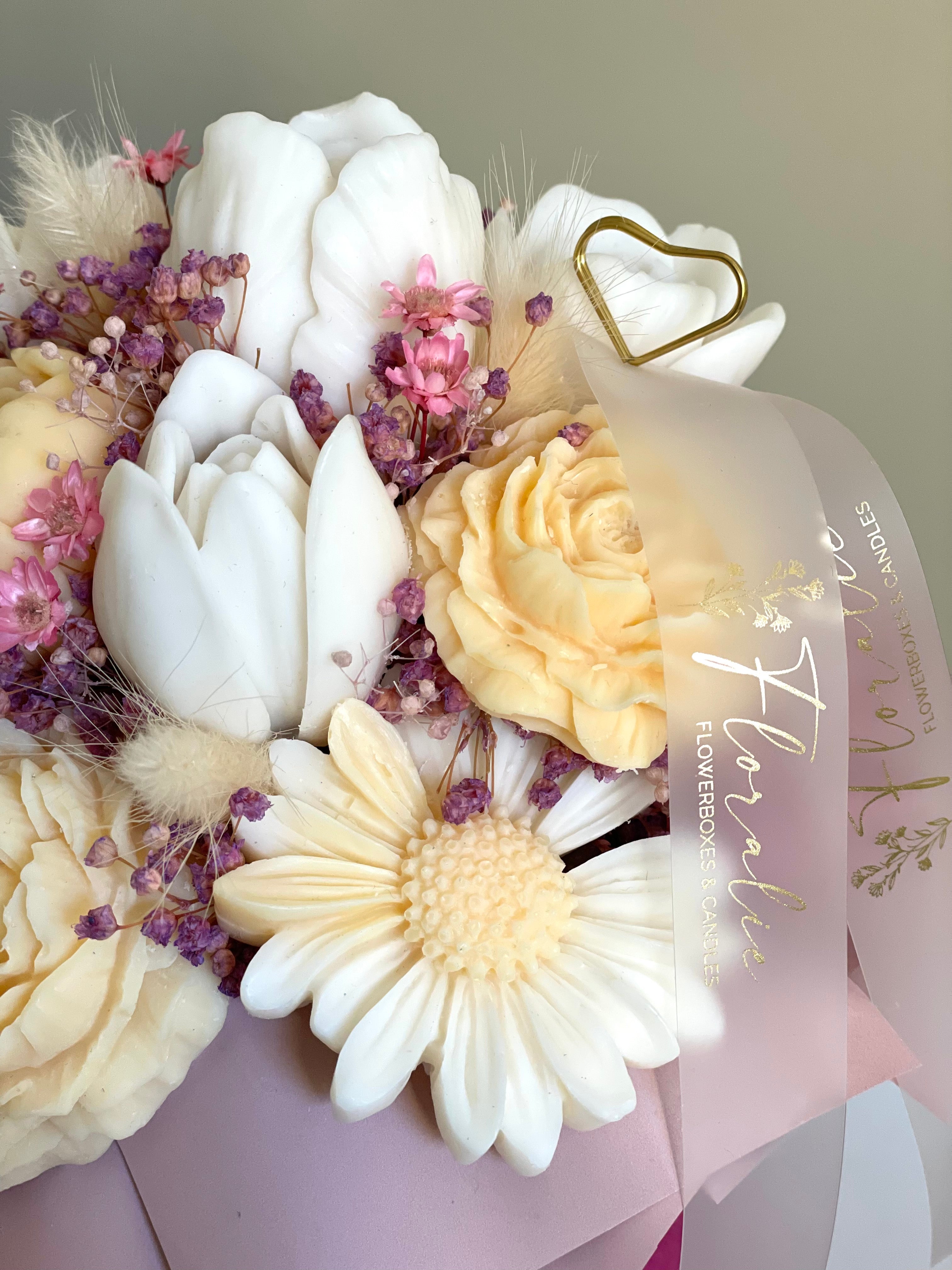 Fuchsia Elegance - Flowerbox in Größe S APRICOT WEISS HIMBEER