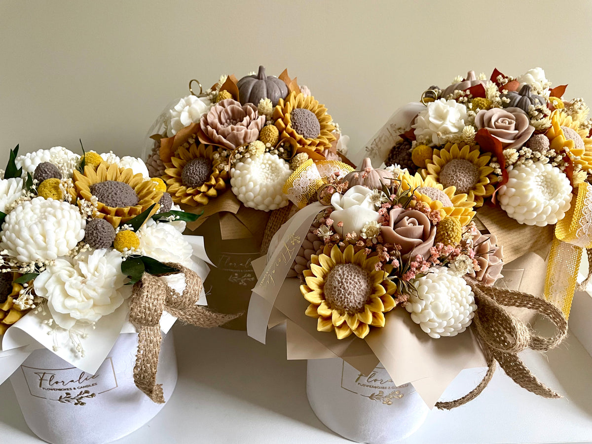 Herbstlicher Zauber: Flowerbox S in Weiß mit Sonnenblumen