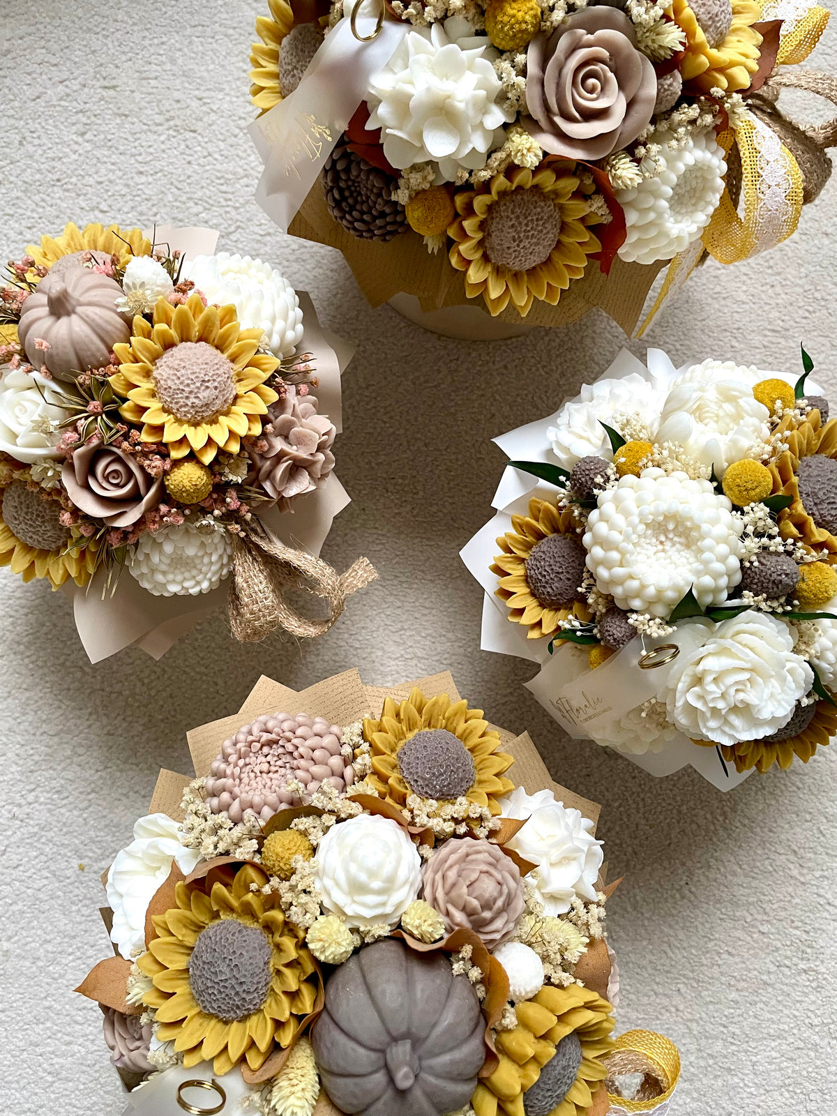 Herbstlicher Zauber: Flowerbox S in Weiß mit Sonnenblumen