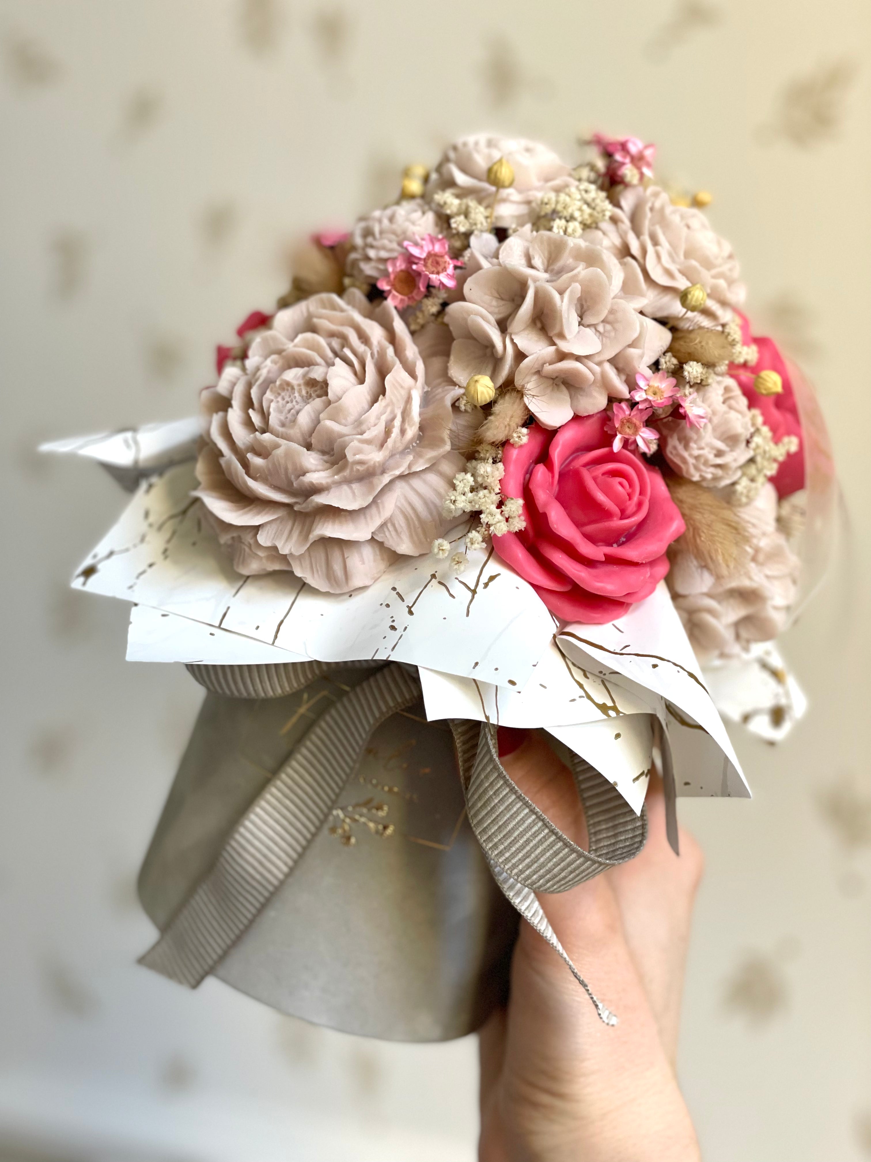 Flowerbox S grau BEIGE HIMBEER